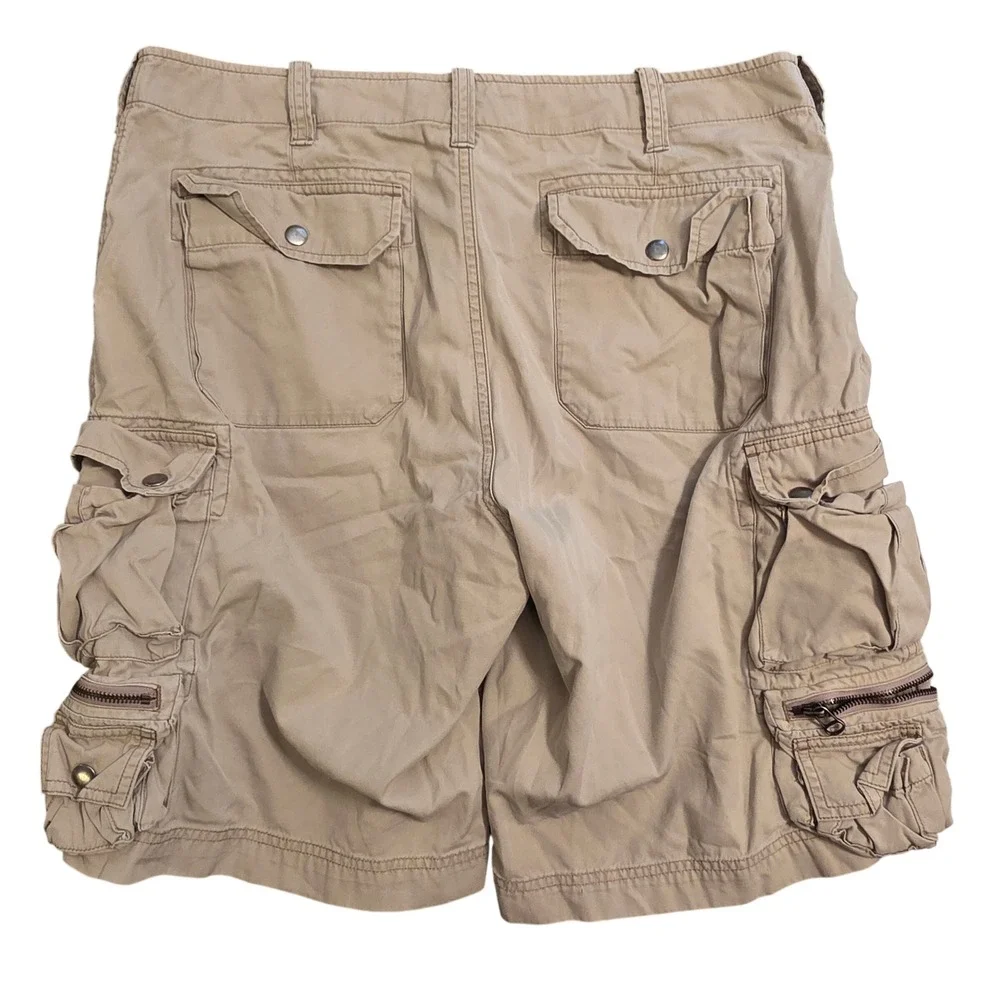 Vintage Polo Ralph Lauren‎ Mens Cargo Shorts Tan Khaki Cotton Multi Pocket 34